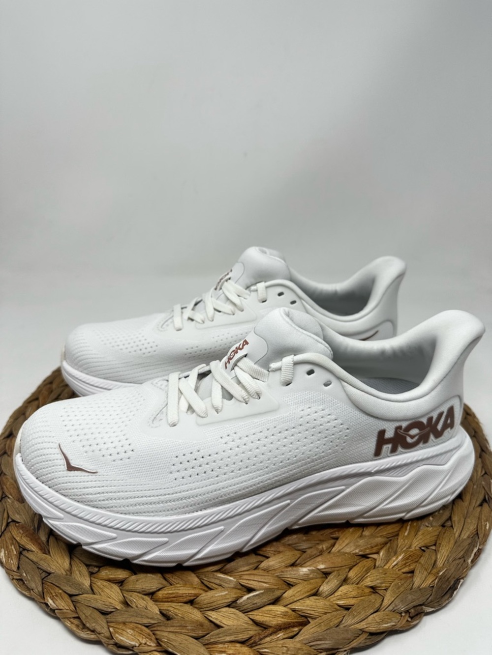 Hoka White Athletic Running Shoes - Picture 4 of 9